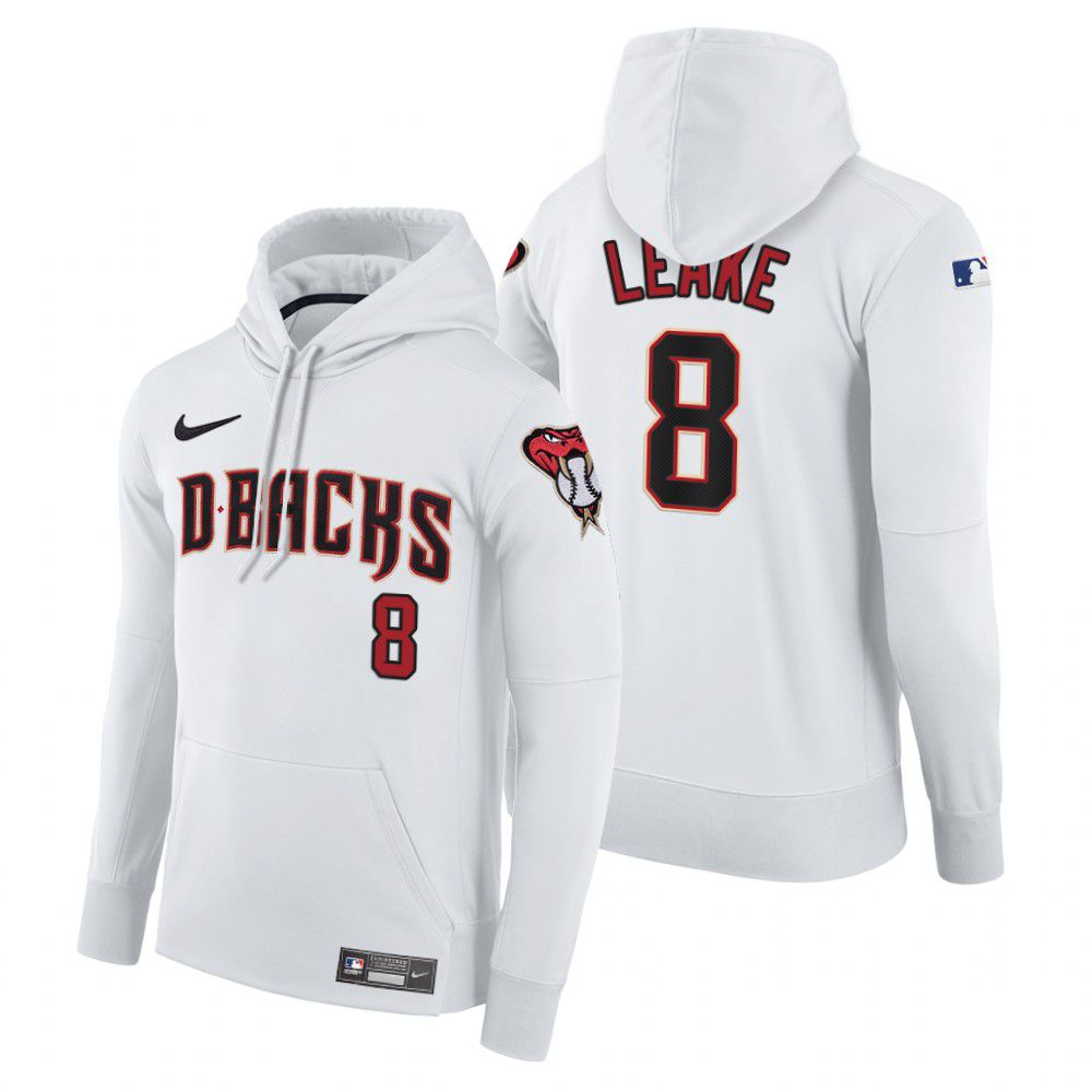 Men Arizona Diamondback 8 Leake white home hoodie 2021 MLB Nike Jerseys